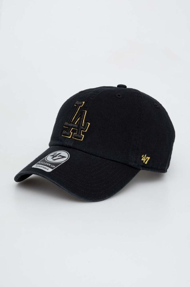 Бавовняна бейсболка 47brand MLB New York Yankees колір чорний з аплікацією (3599722)