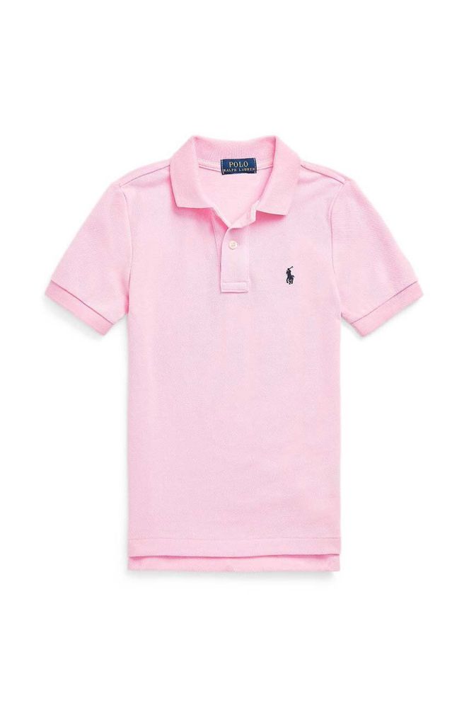Дитяче бавовняне поло Polo Ralph Lauren колір рожевий однотонний (3093637)