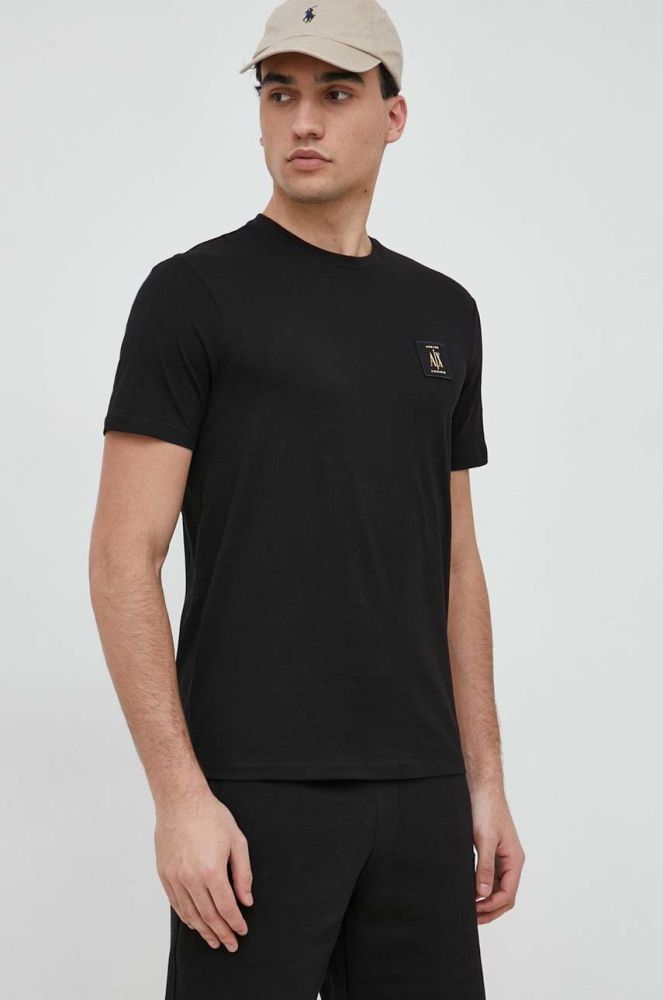 Бавовняна футболка Armani Exchange колір чорний з аплікацією (2956995)