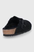 Замшеві тапочки Birkenstock Boston VL/Fell колір чорний Regular Width