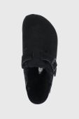 Замшеві тапочки Birkenstock Boston VL/Fell колір чорний Regular Width