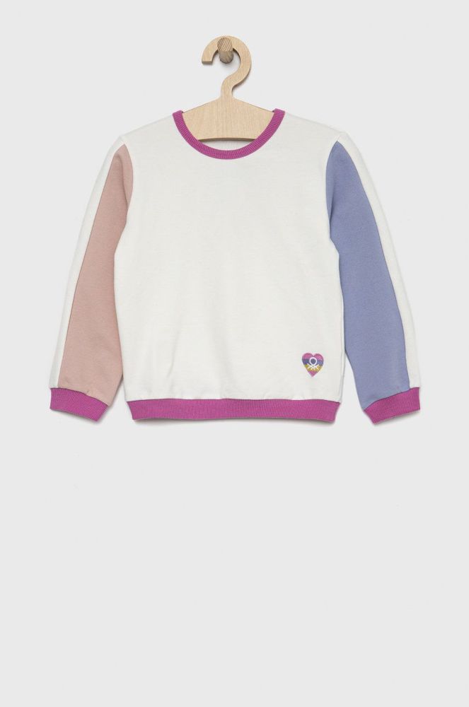 Дитяча кофта United Colors of Benetton колір білий однотонна