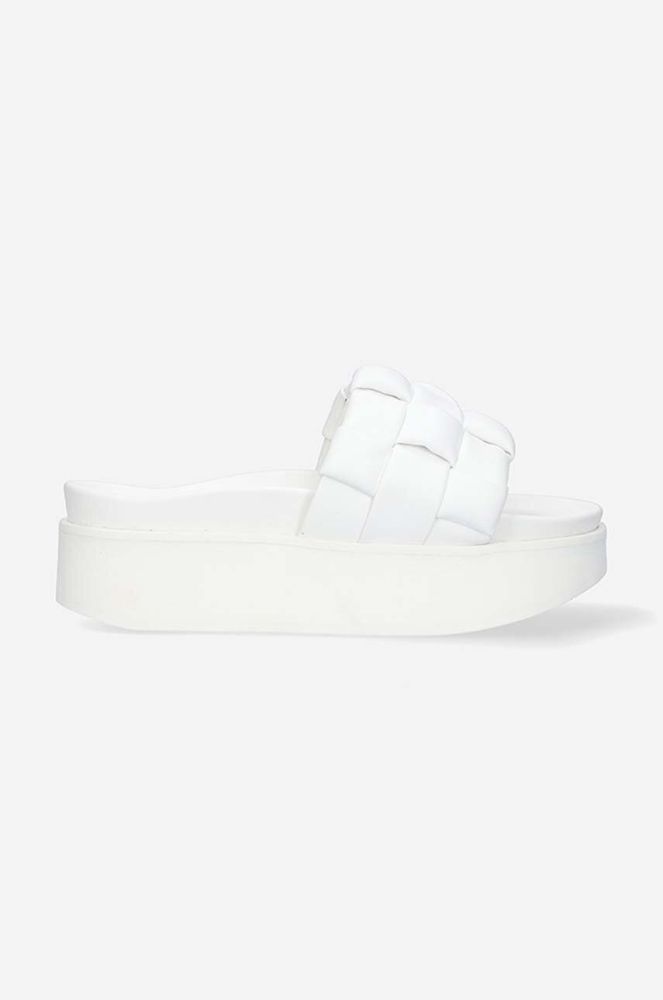 Шкіряні шльопанці Inuikii Braided Leather Platform жіночі колір білий на платформі