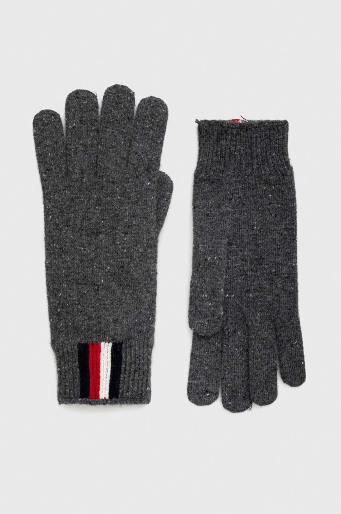Вовняні рукавички Tommy Hilfiger чоловічі колір сірий