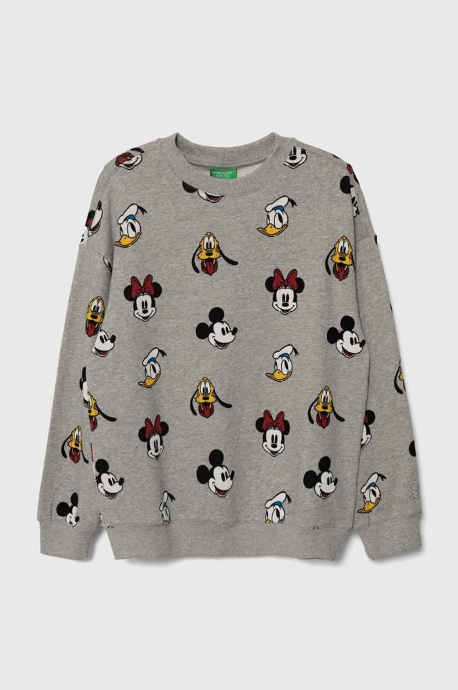 Бавовняна кофта United Colors of Benetton x Disney колір сірий візерунок (3549191)