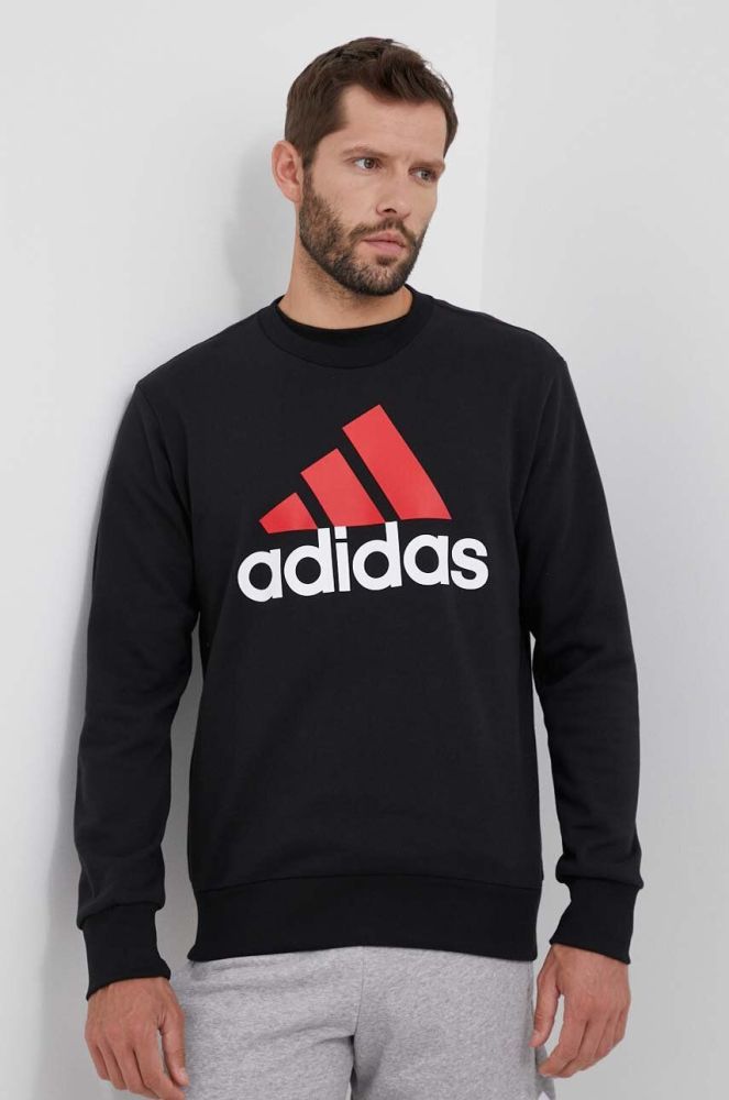 Бавовняна кофта adidas чоловіча колір чорний з принтом (3327571)
