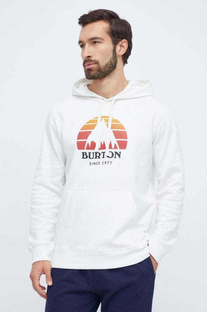 Кофта Burton чоловіча колір білий з капюшоном з принтом