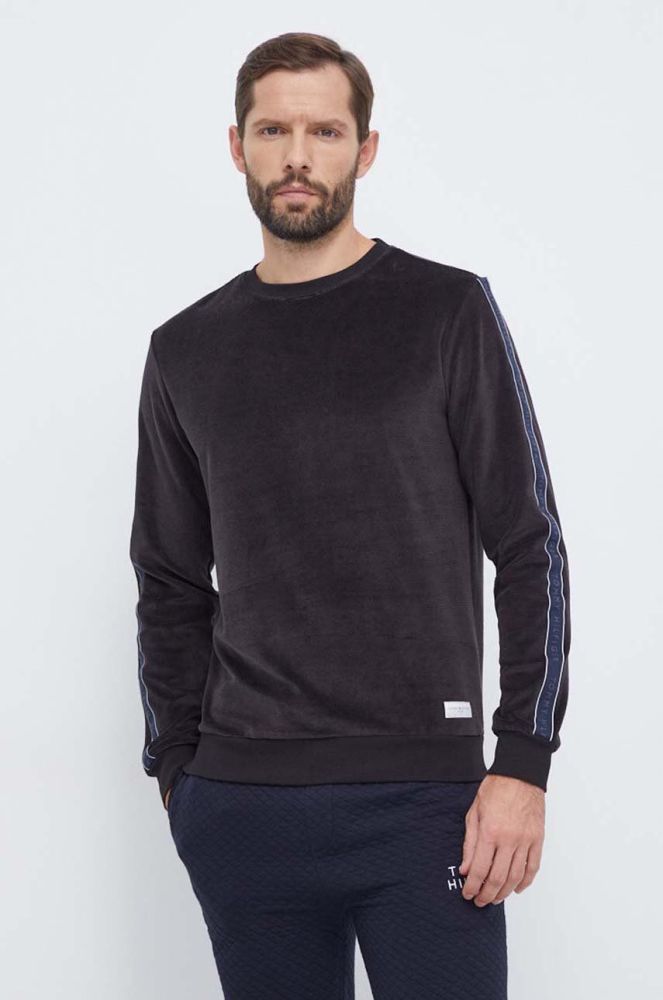 Кофта лаунж Tommy Hilfiger колір чорний з аплікацією
