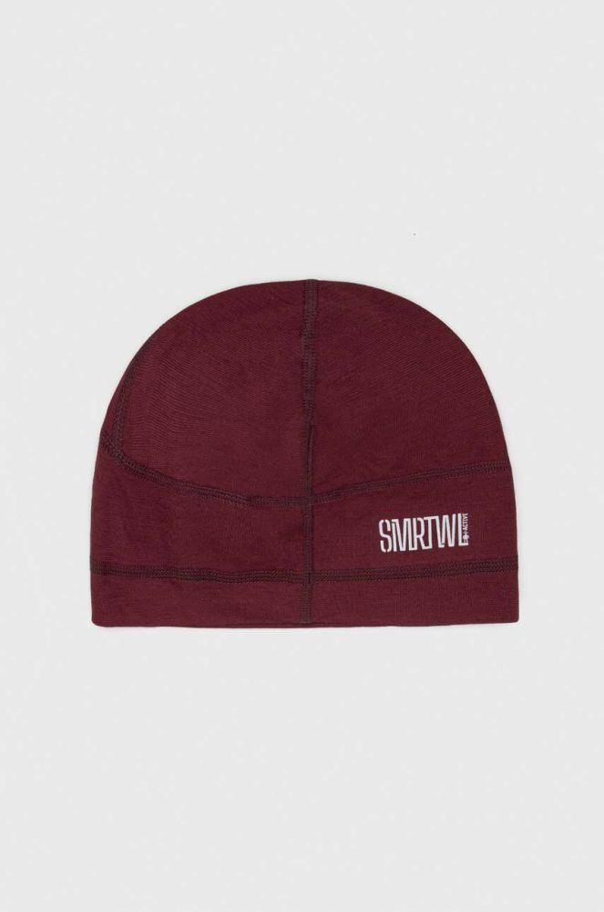 Шапка Smartwool Active колір бордовий з тонкого трикотажу вовняна