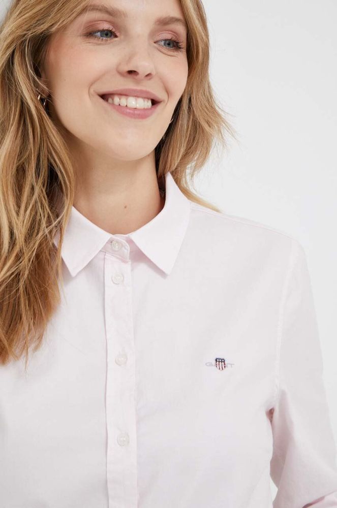 Сорочка Gant жіноча колір рожевий regular класичний комір