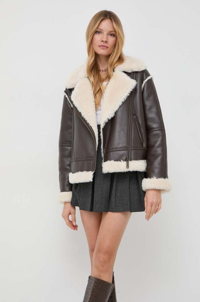 Куртка MAX&Co. жіноча колір коричневий перехідна oversize
