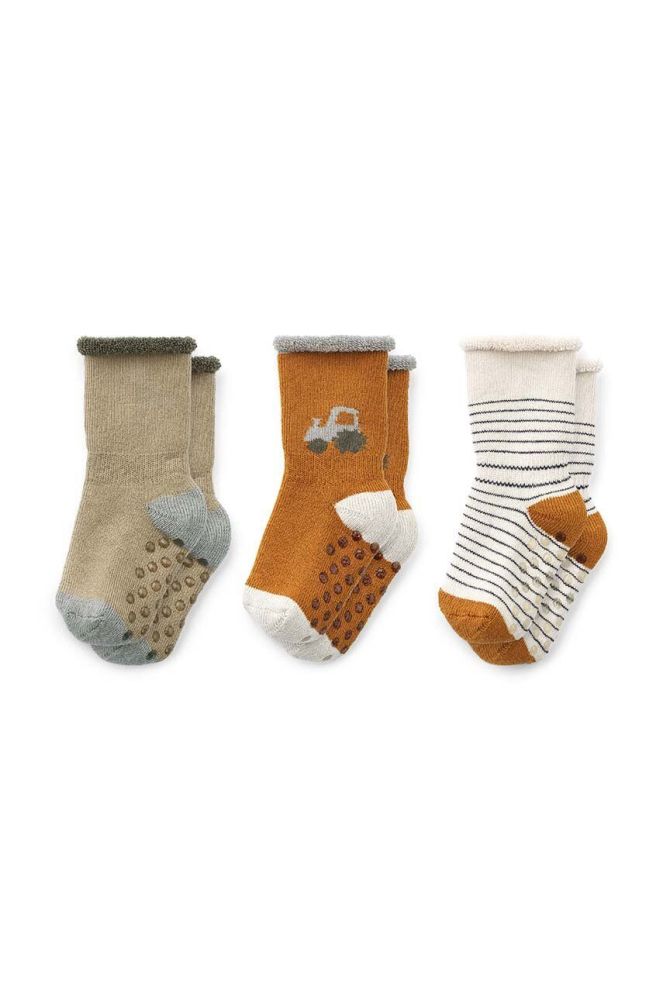 Дитячі шкарпетки Liewood 3-pack колір бежевий (3415870)