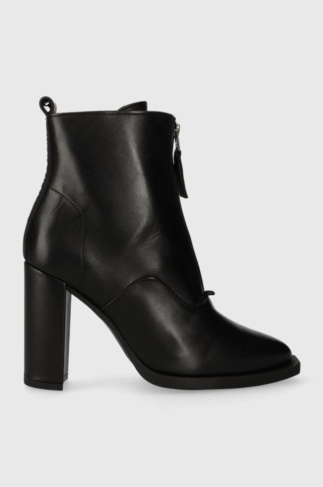 Шкіряні черевики G-Star Raw MYSID MID LEA ZIP жіночі колір чорний каблук блок 2241046703.BLK