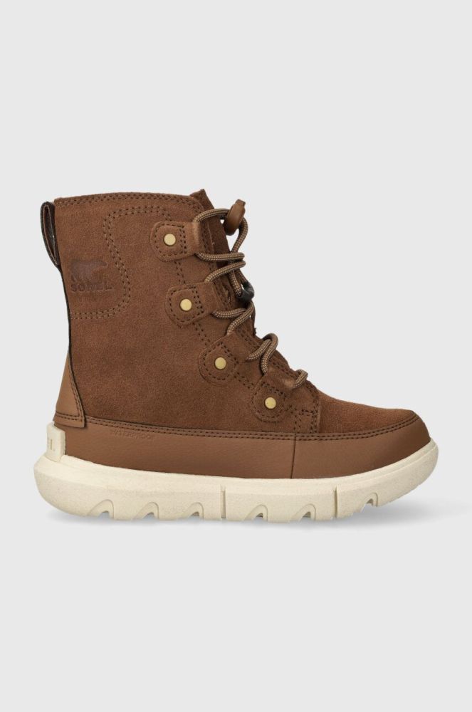 Дитячі шкіряні зимові черевики Sorel YOUTH SOREL EXPLORER колір коричневий YOUTH SOREL EXPLORER LAC