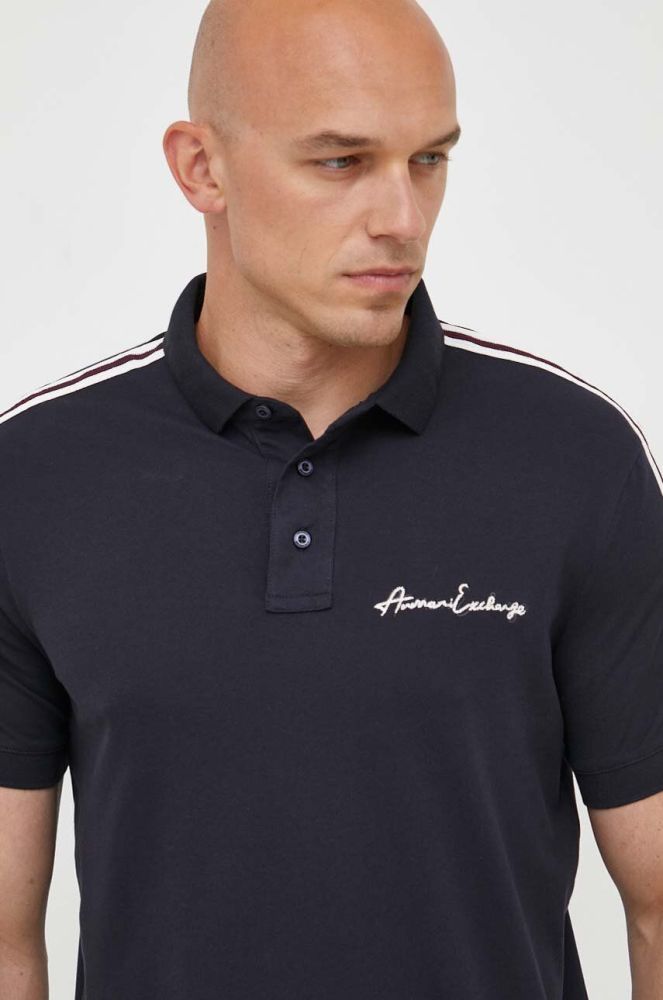 Поло Armani Exchange чоловічий колір синій з аплікацією (3348706)