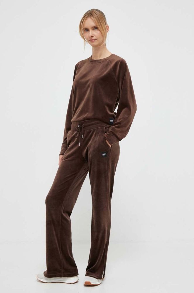 Спортивні штани Dkny колір коричневий однотонні (3447166)
