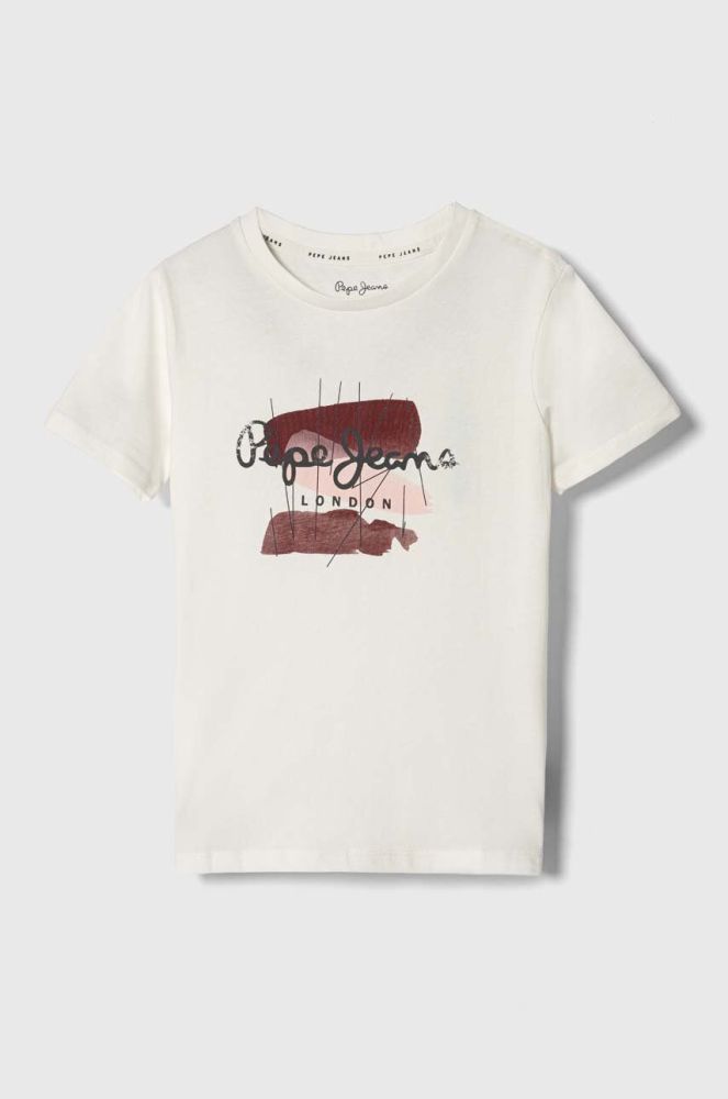 Дитяча бавовняна футболка Pepe Jeans колір білий з принтом (3432627)