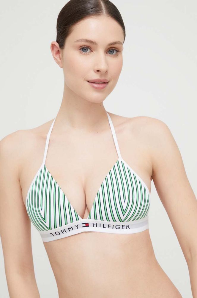 Купальний бюстгальтер Tommy Hilfiger колір зелений ущільнена чашечка