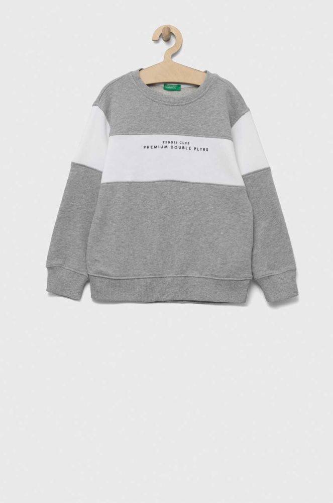 Дитяча бавовняна кофта United Colors of Benetton колір сірий візерунок (3237996)