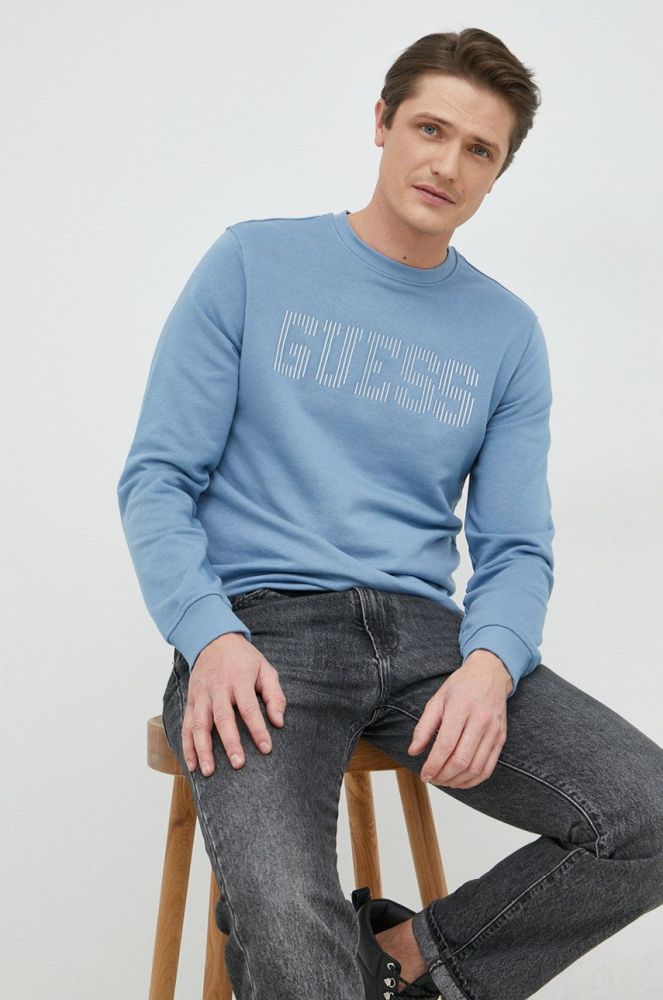 Кофта Guess чоловіча  з принтом колір блакитний (2890301)