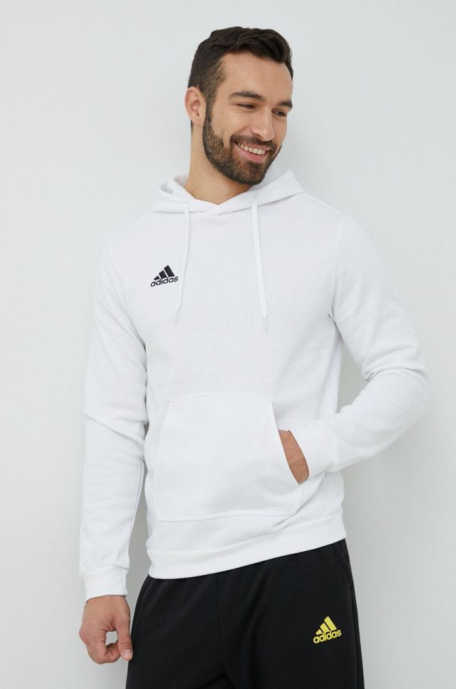 Кофта adidas Performance чоловіча колір білий з капюшоном однотонна