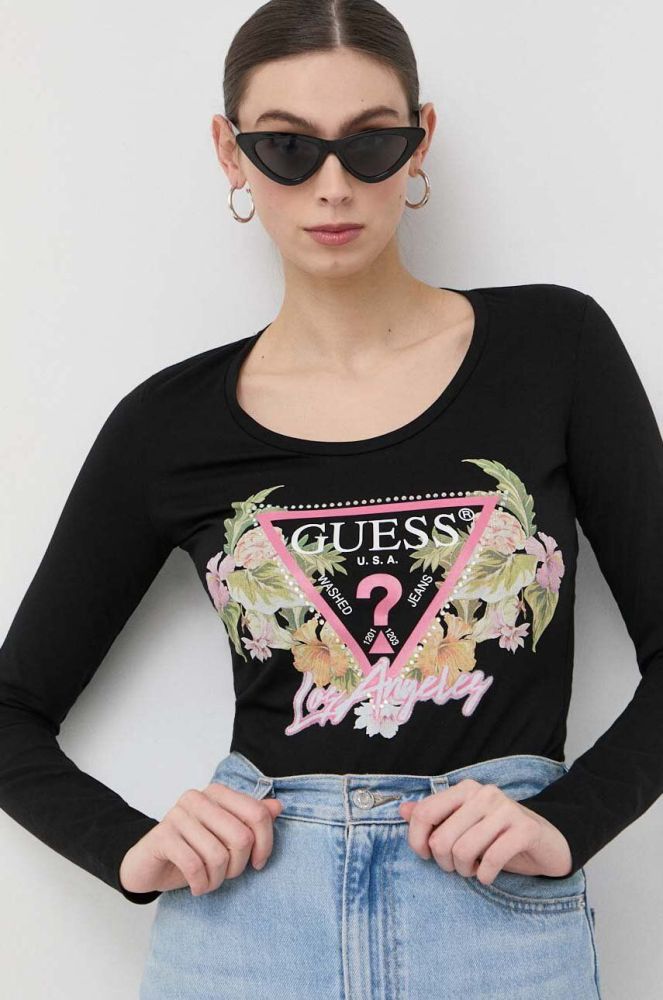 Лонгслів Guess жіночий колір чорний (3022309)