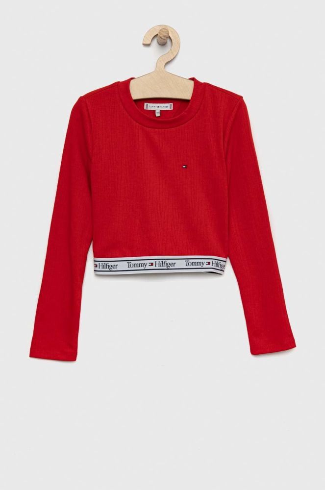 Дитячий лонгслів Tommy Hilfiger колір червоний