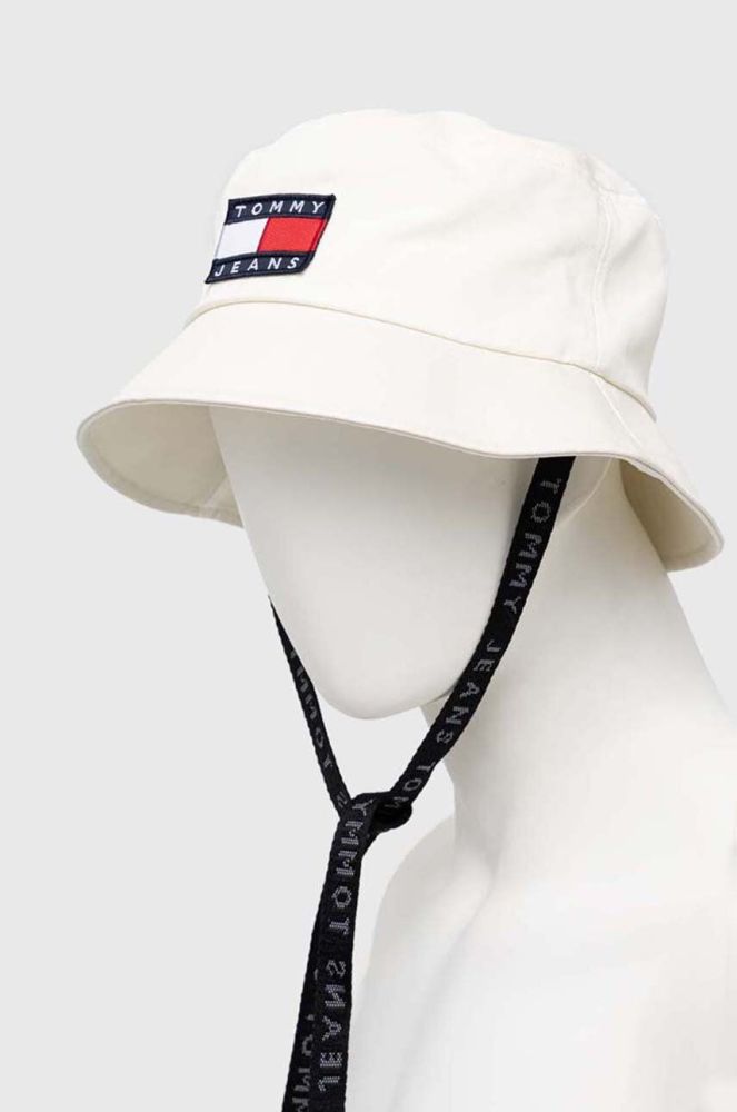 Бавовняний капелюх Tommy Jeans колір білий з бавовни
