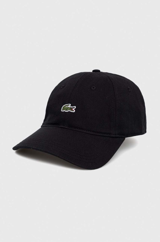 Бавовняна бейсболка Lacoste колір чорний з аплікацією RK0491-031