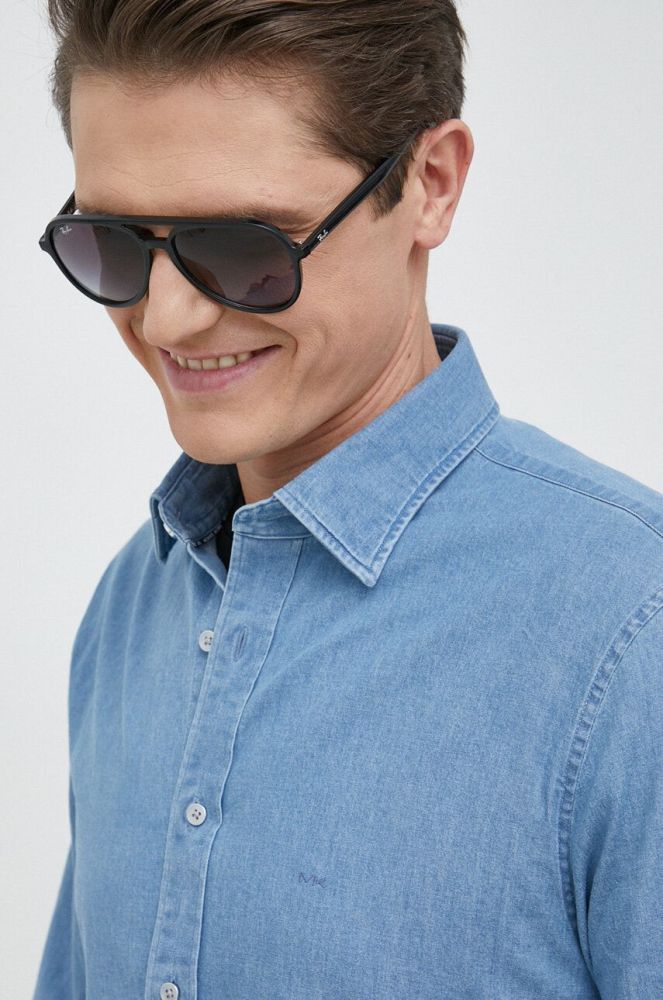 Джинсова сорочка Michael Kors чоловіча slim класичний комір колір блакитний (3044209)