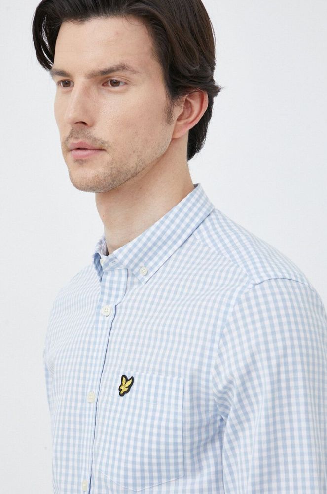 Сорочка Lyle & Scott чоловіча slim комір button-down колір блакитний