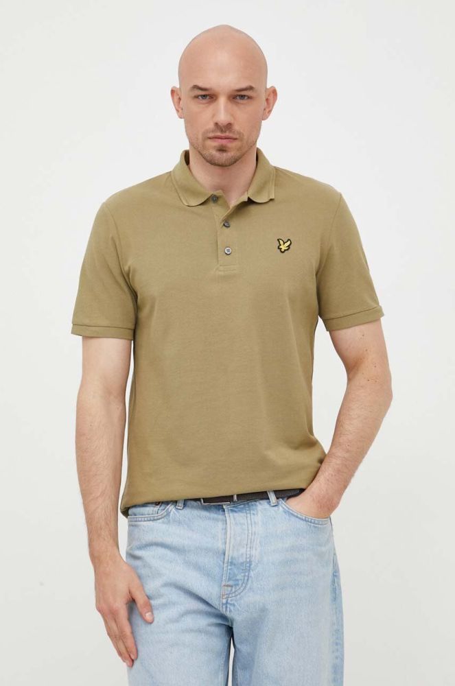 Бавовняне поло Lyle & Scott колір зелений однотонний (3254609)
