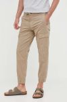Штани BOSS BOSS ORANGE чоловічі колір бежевий фасон cargo