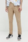 Штани Superdry чоловічі колір бежевий облягаюче