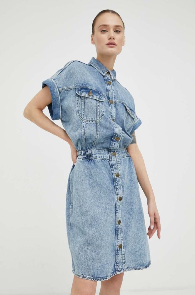 Джинсова сукня Lee mini oversize колір блакитний