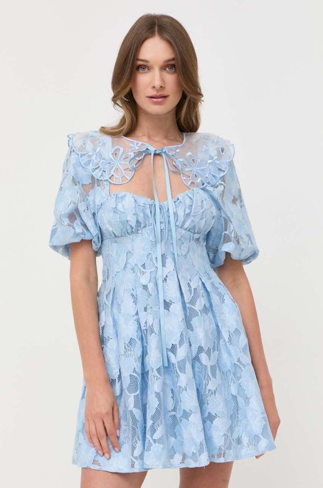 Сукня For Love & Lemons mini розкльошена колір блакитний
