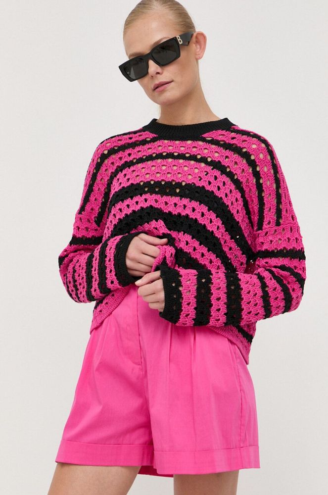 Бавовняний светр Red Valentino колір рожевий