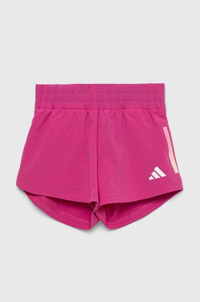 Дитячі шорти adidas G TI 3S WV колір рожевий з принтом регульована талія