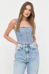 Джинсовий топ Patrizia Pepe колір блакитний
